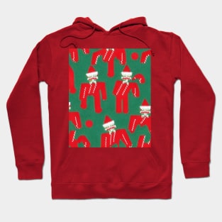 Futuristic Festive: Ugly Red Santa Claus Candy Cane Pattern Hoodie